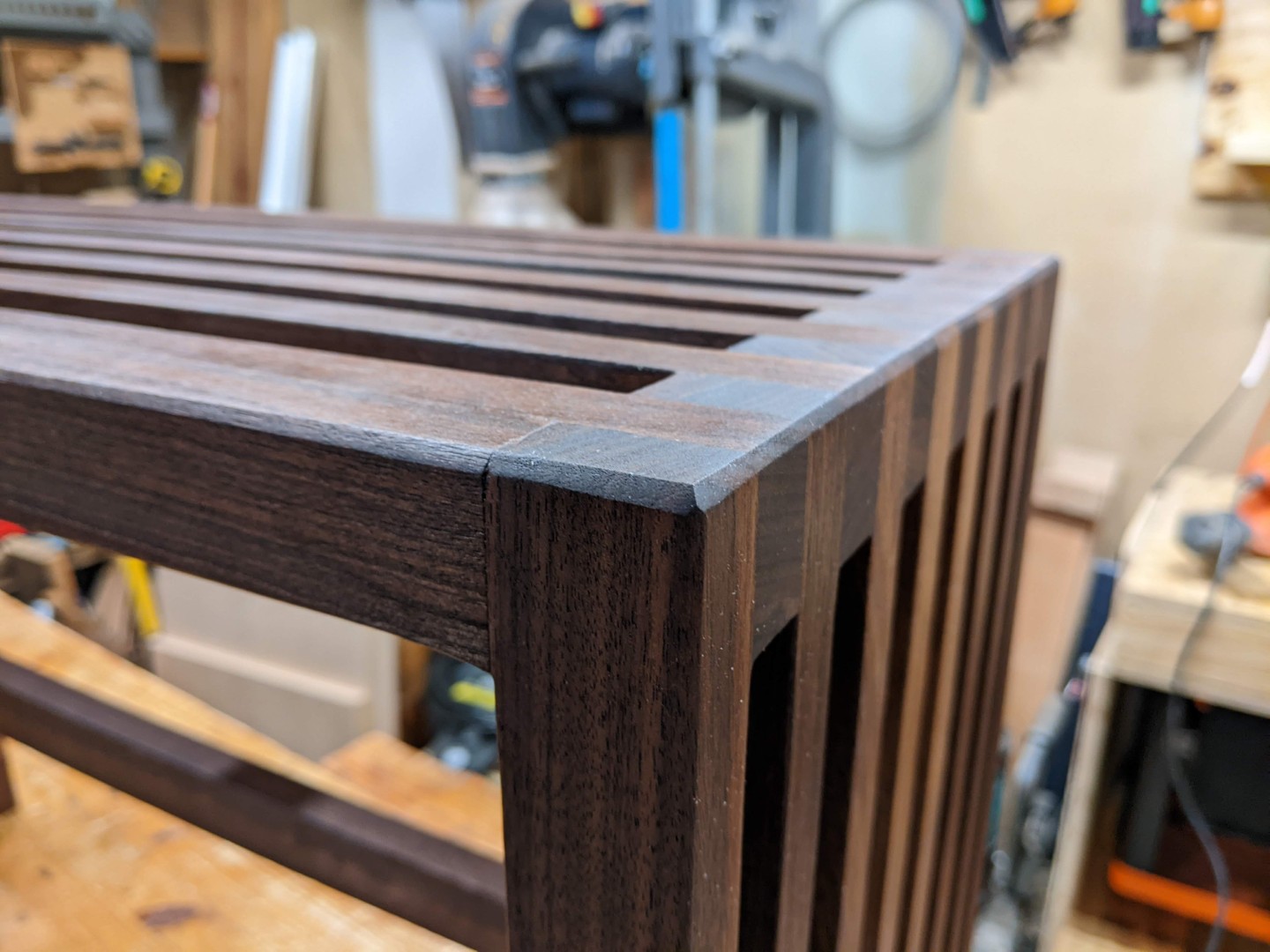 Bathroom bench close up